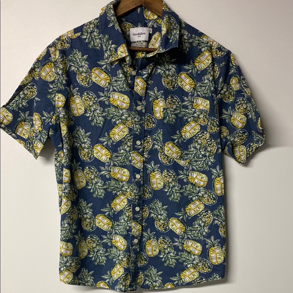 Goodfellow & Co Men's Blue Pineapple Shirt